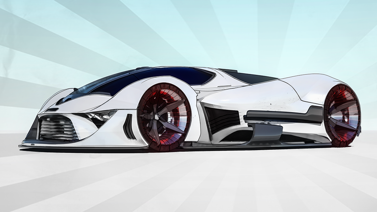 Hand drawn，Sports car，vehicle，industrial design，