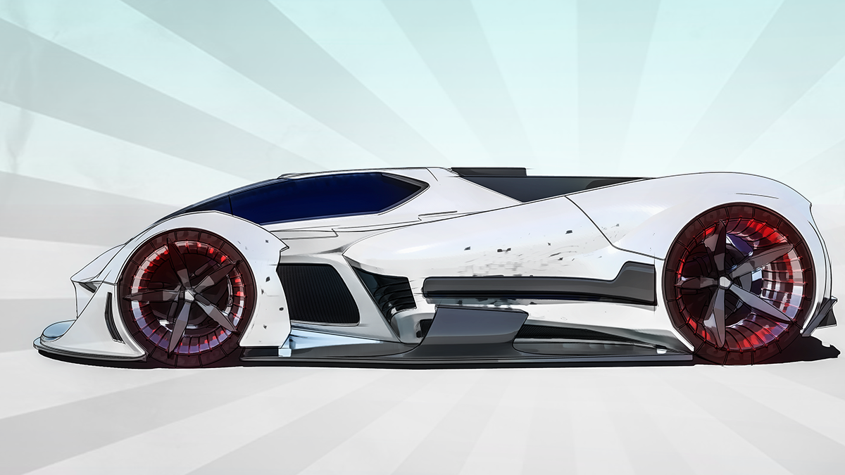 Hand drawn，Sports car，vehicle，industrial design，