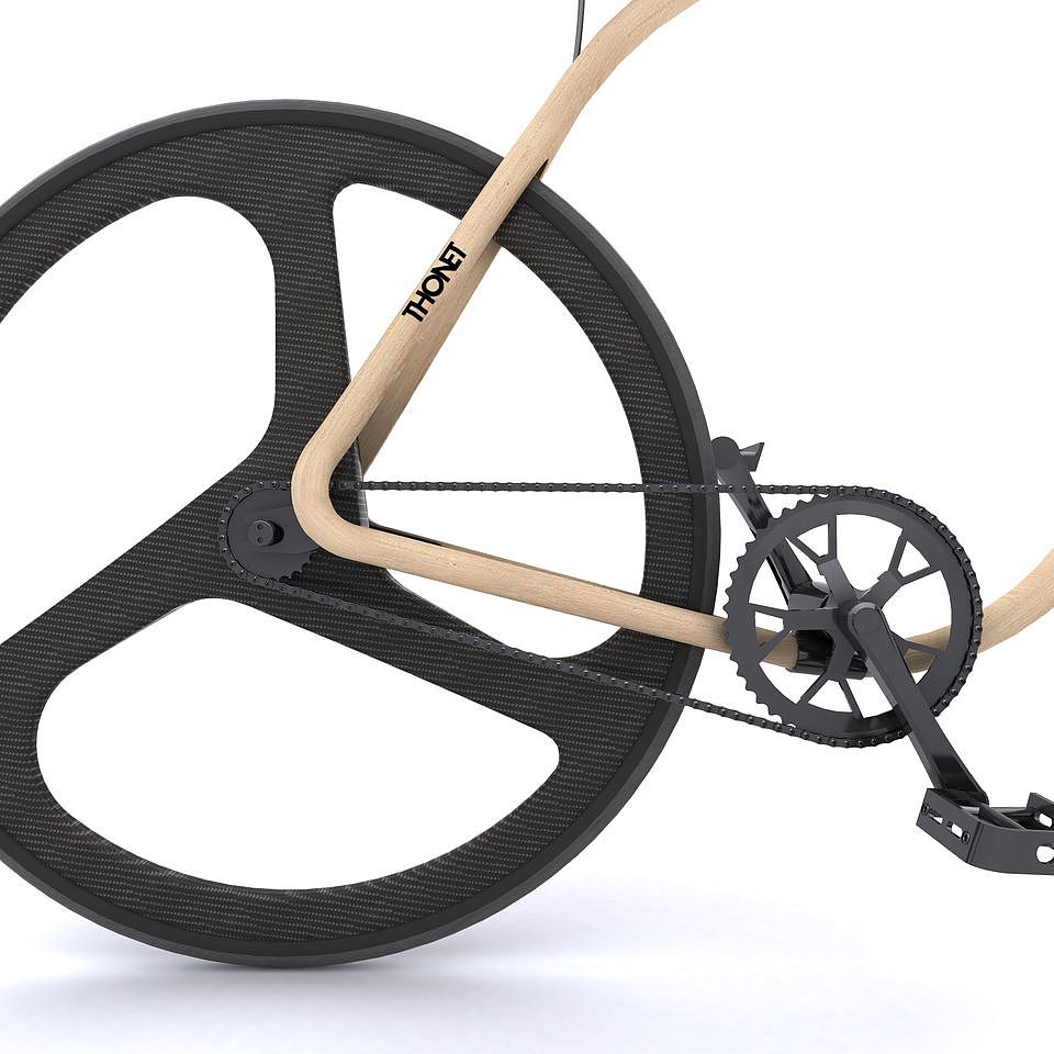 Thonet，概念，户外，自行车，山毛榉木，碳纤维，