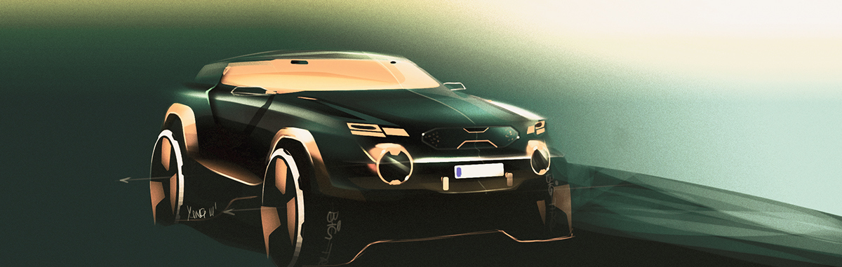 Automatic design，Hand drawn rendering，All kinds of transportation，Colorful，industrial design，