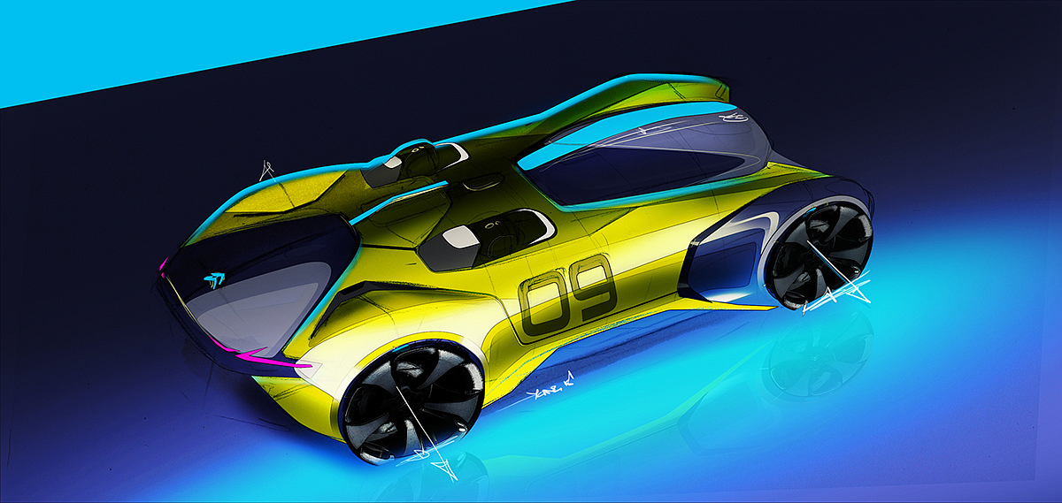 Automatic design，Hand drawn rendering，All kinds of transportation，Colorful，industrial design，