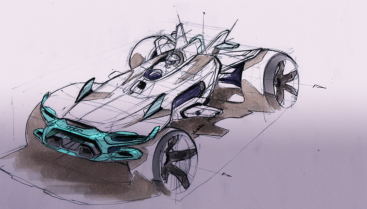 Automatic design，Hand drawn rendering，All kinds of transportation，Colorful，industrial design，