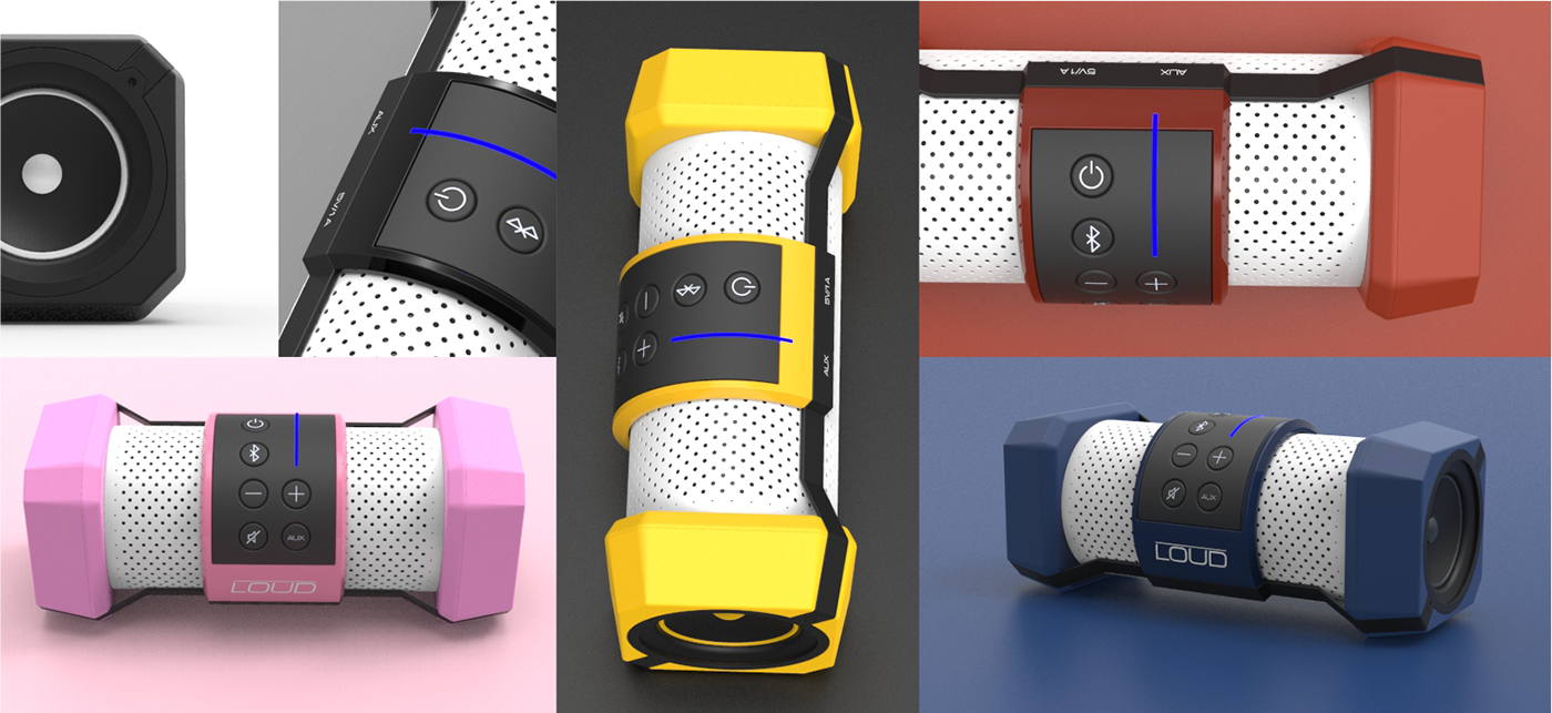 conceptual design，High sound quality，Portable，Different colors，product design，
