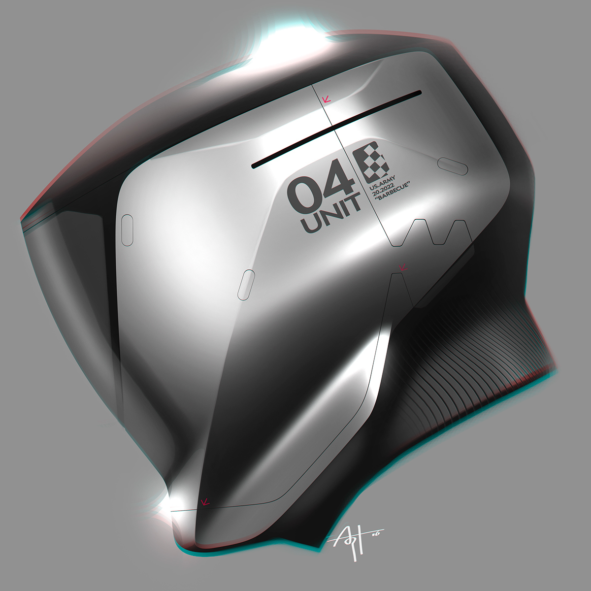 Sense of science and technology，Hand drawn concept，Metallic texture，Fashionable and handsome，Industrial modeling，