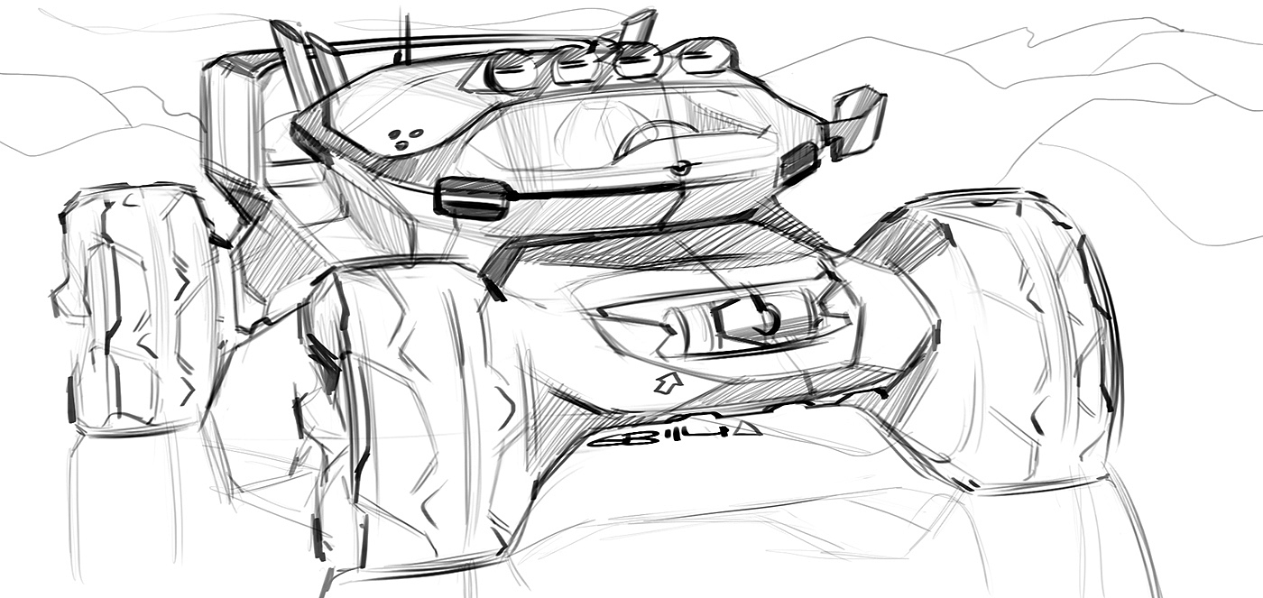 Automatic design，Hand drawn sketch，Render，Traffic design，industrial design，