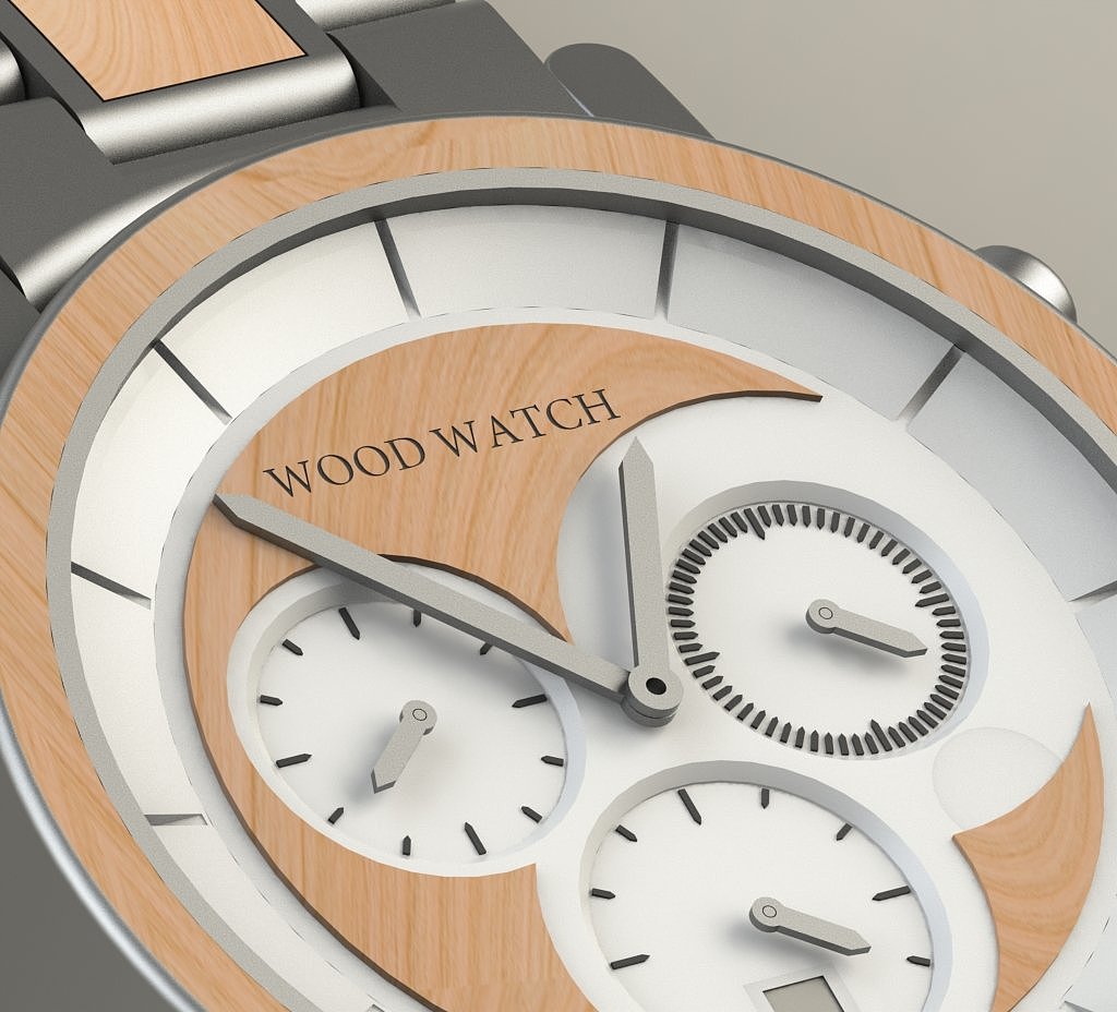 WOODWATCH，Netherlands，concept，Wrist watch，modeling，Render，Wooden Watch，