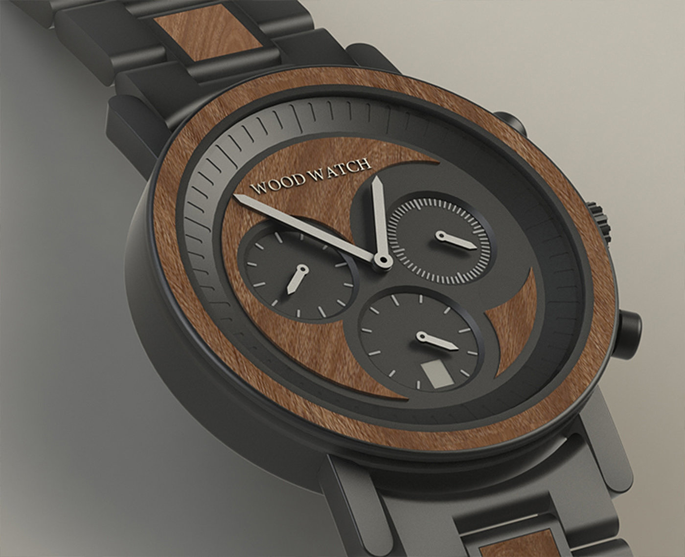 WOODWATCH，Netherlands，concept，Wrist watch，modeling，Render，Wooden Watch，