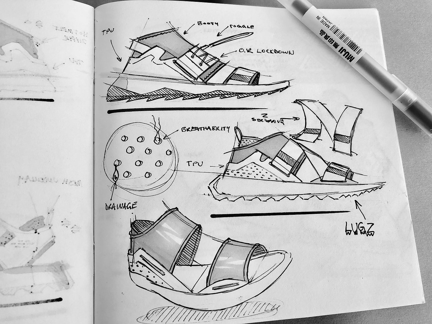 sketchbook，two thousand and eighteen，Sketch，atlas，sneakers，Hand drawn，draft，