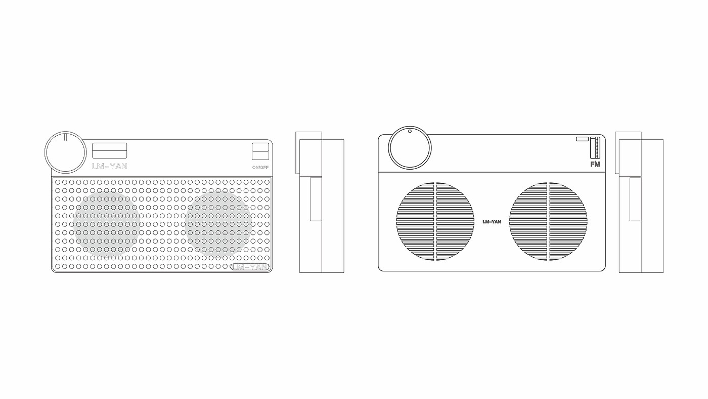 Industrial design, product modeling design, radio，