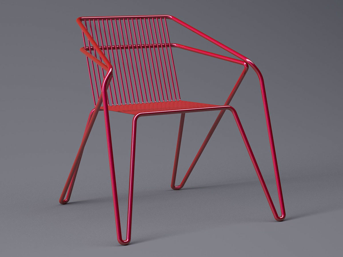 modern，furniture，geometry，chair，Red and black，Home Furnishing，Line，