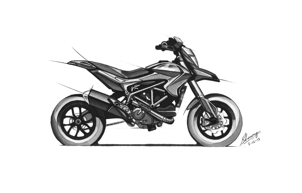 Hand drawn，product，vehicle，motorcycle，design sketch，