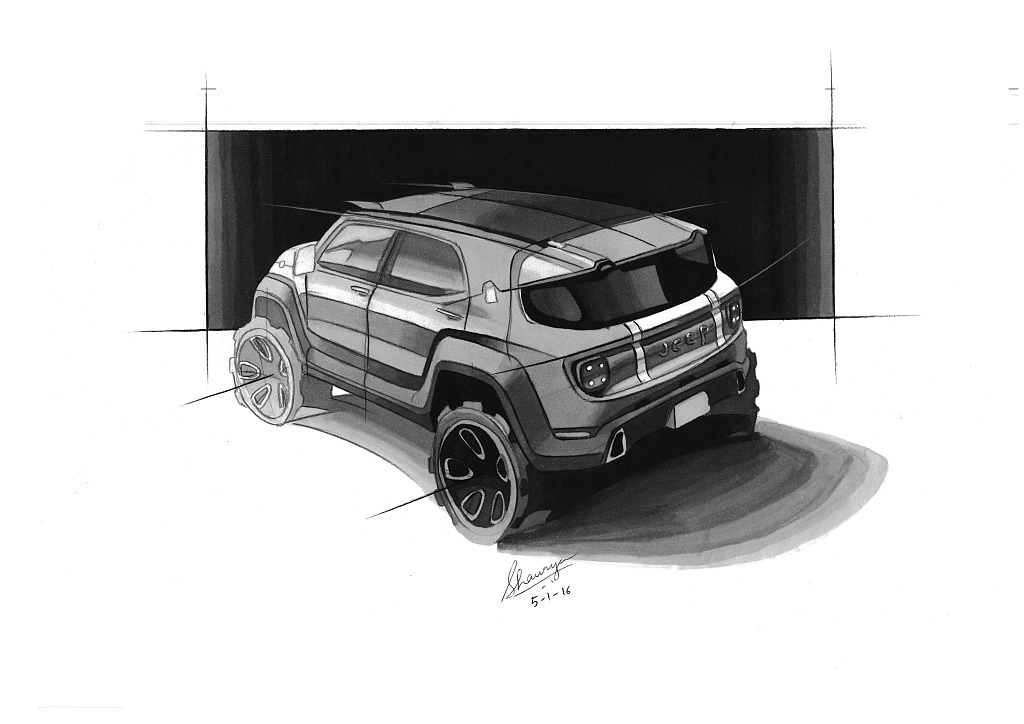 Hand drawn，product，vehicle，motorcycle，design sketch，