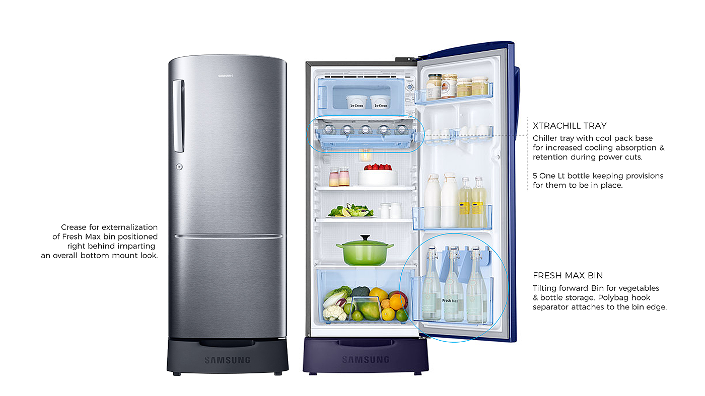 product design，industrial design，Single door，Refrigerator，samsung，