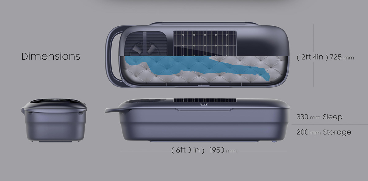 Interaction design，product design，industrial design，Portable，trunk，Sleeping box，