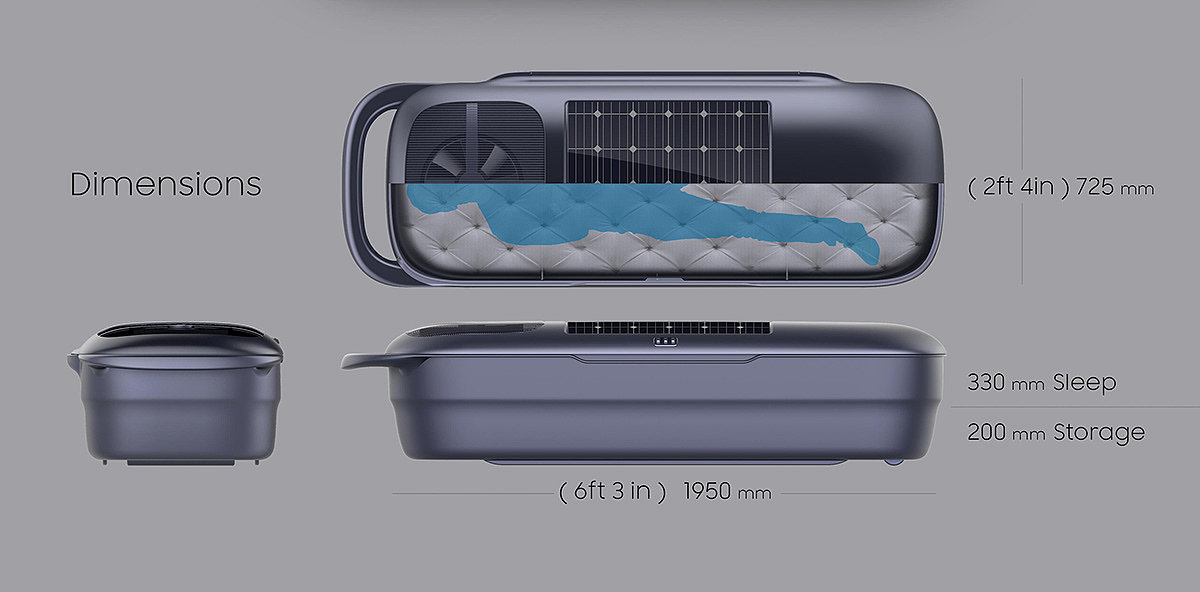 Interaction design，product design，industrial design，Portable，trunk，Sleeping box，