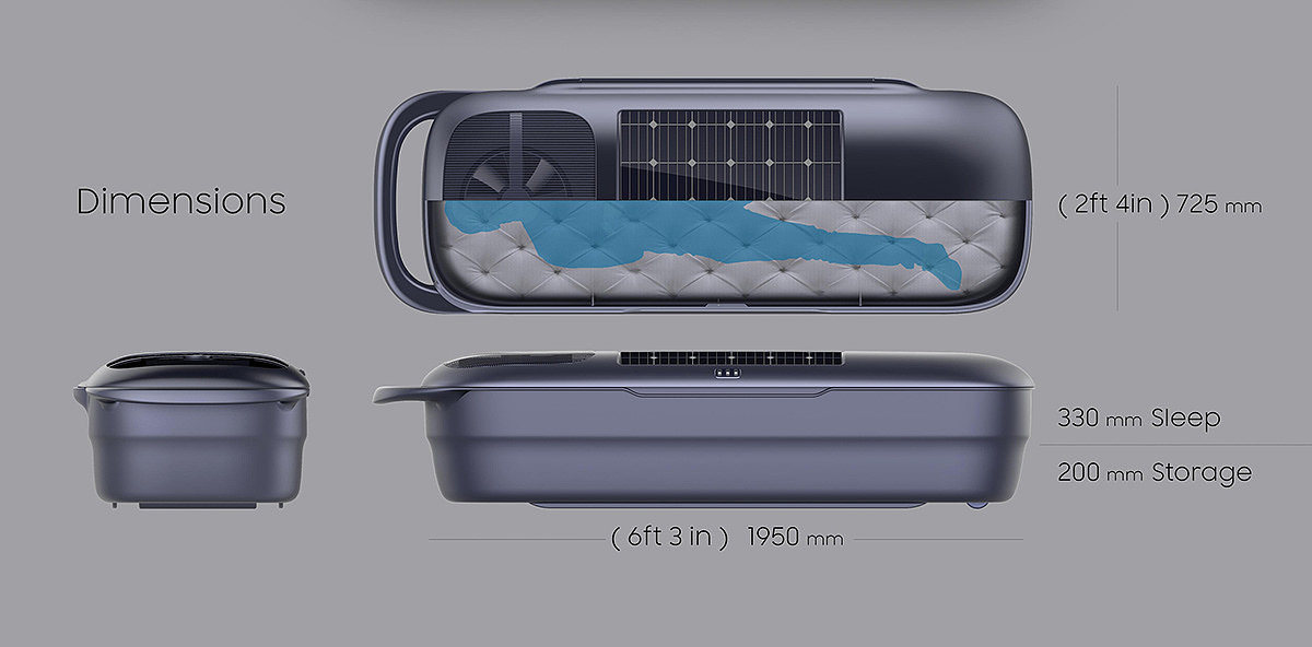 交互设计，产品设计，工业设计，便携，行李箱，睡箱，