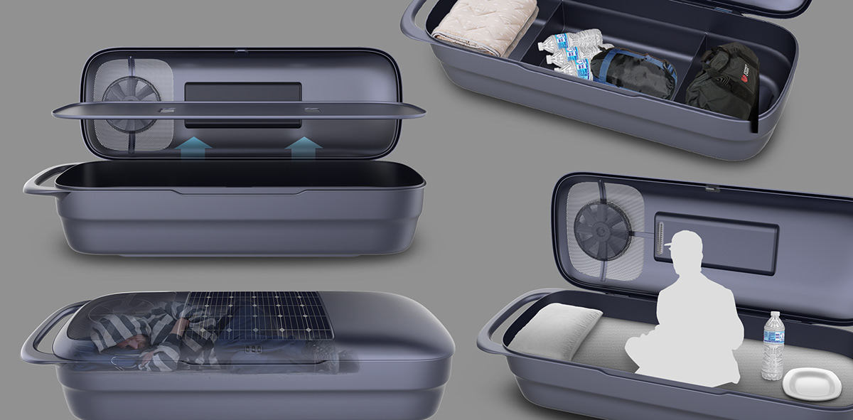 Interaction design，product design，industrial design，Portable，trunk，Sleeping box，