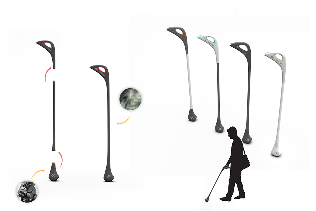 black，product design，a cane，