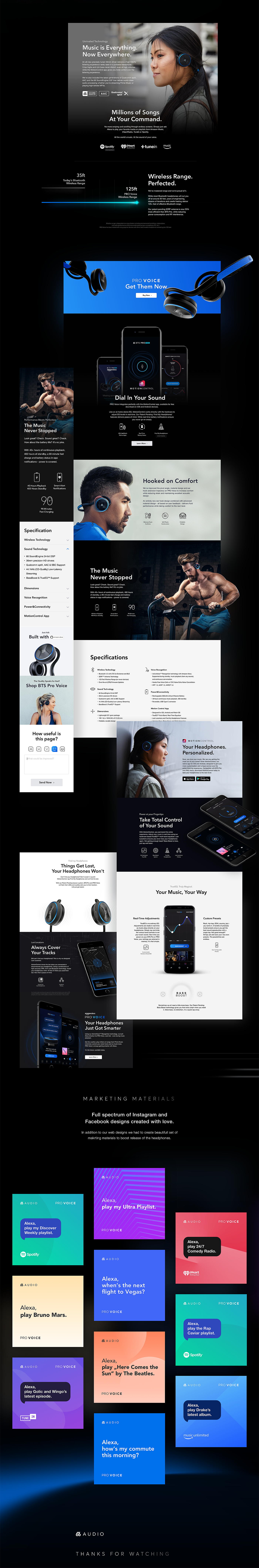 Website design，Earphone design，Amazon Alexa，