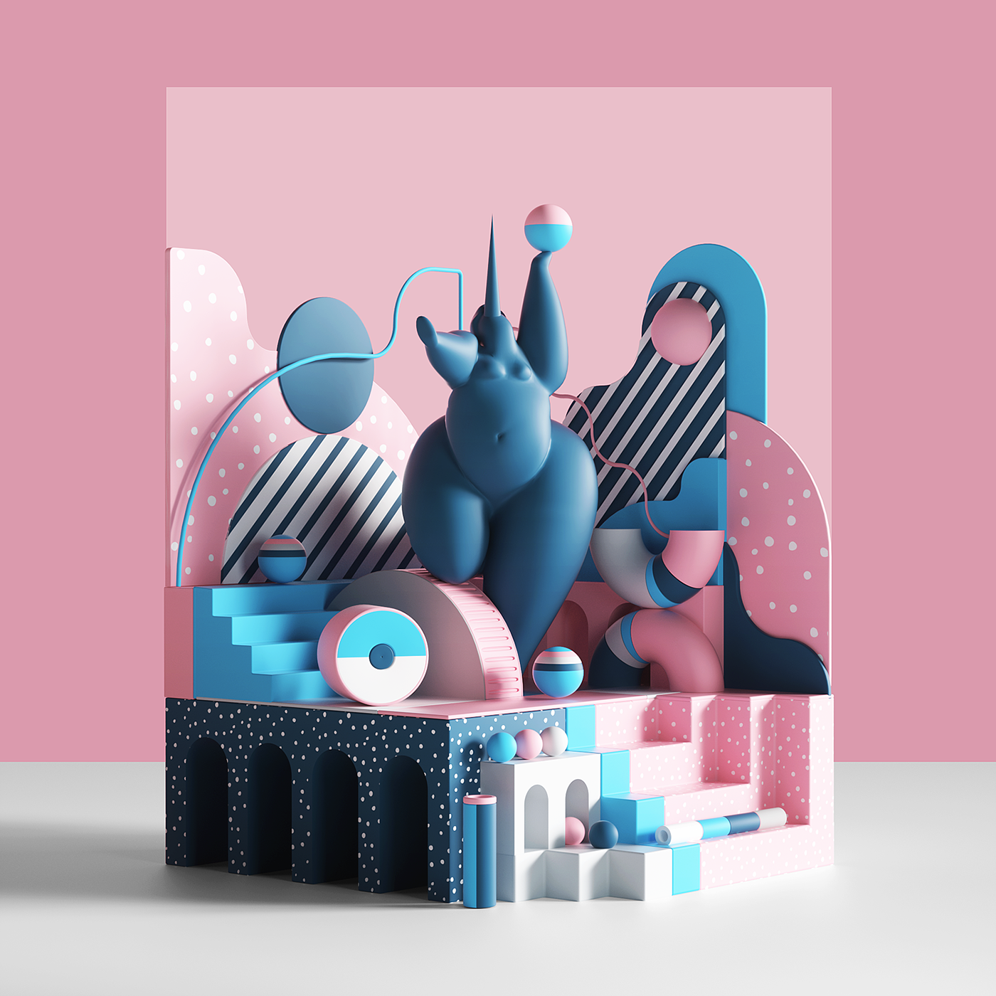 概念视觉，c4d，陈列设计，