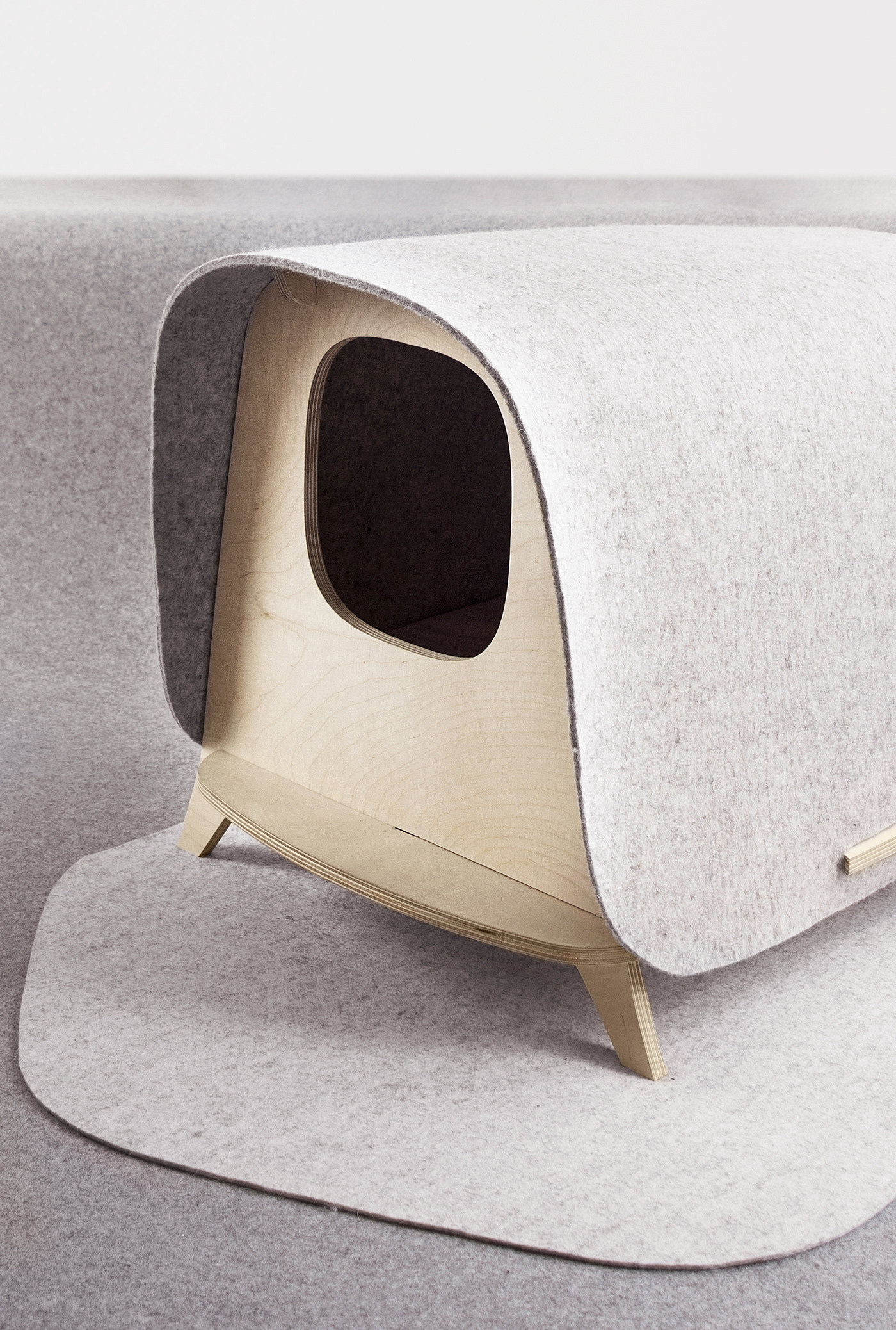 Wool felt，birch，Pet nest，WOOL LODGE，sketch，Pet Supplies & Pet，