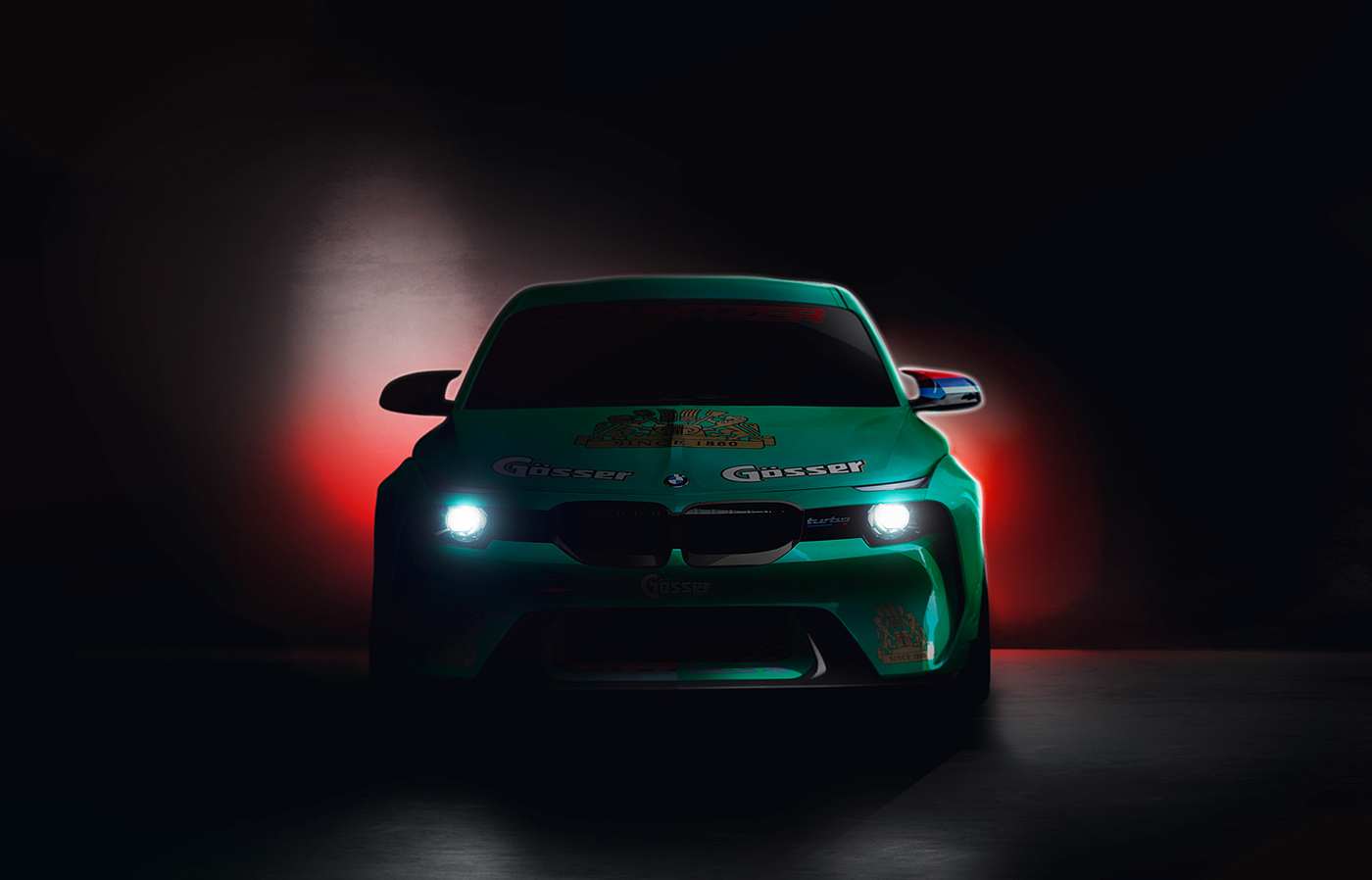 bmw，Little Frog，BMW，Turbo，green，illustration，