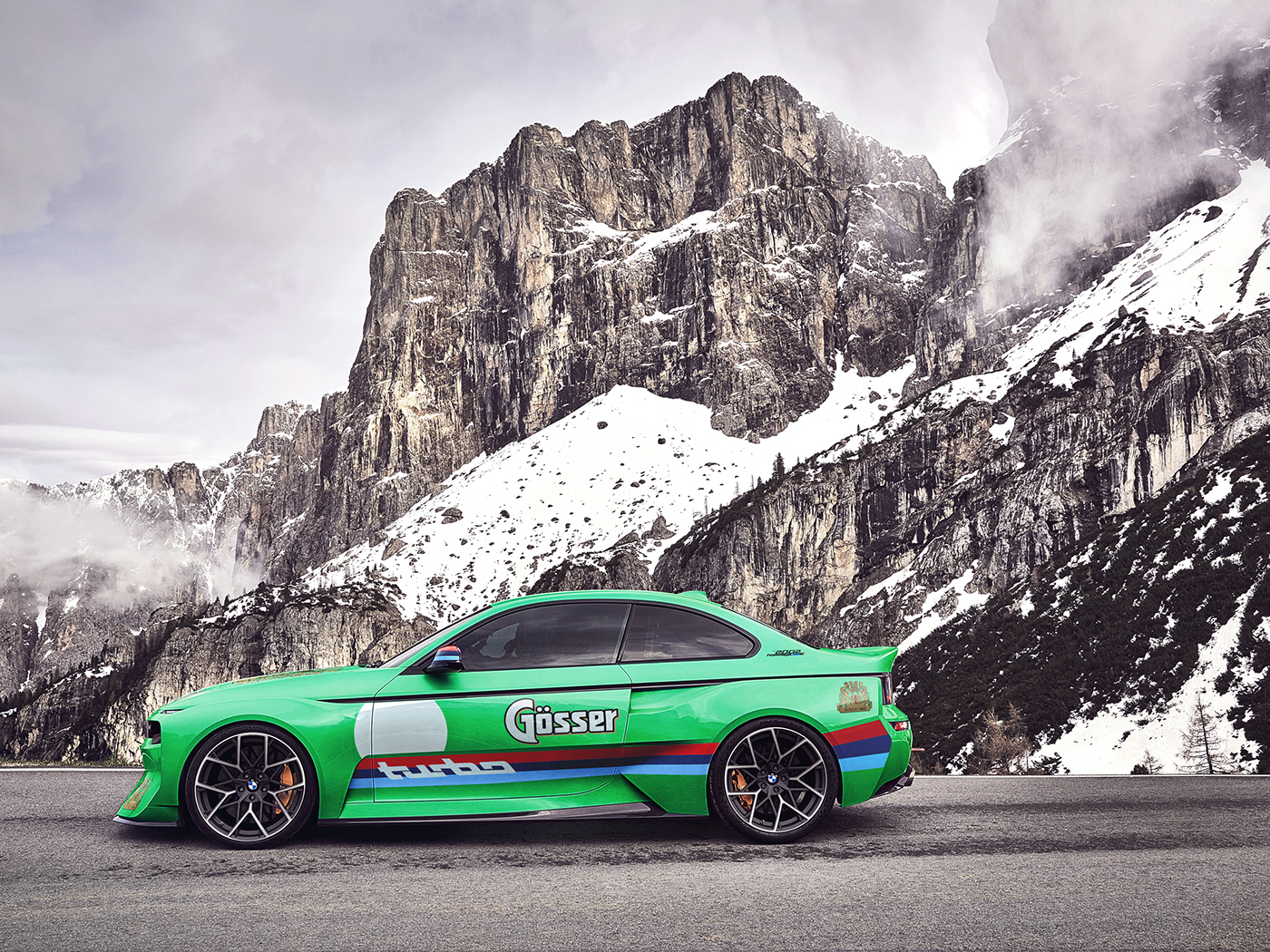 bmw，Little Frog，BMW，Turbo，green，illustration，