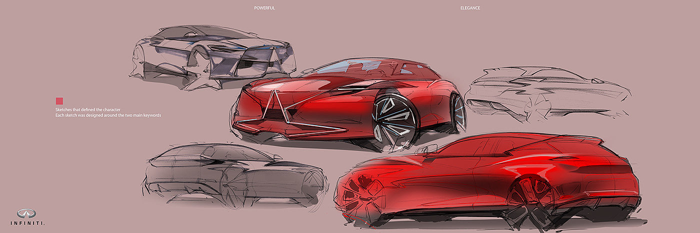 草图，红色，设计，跑车，英菲尼迪，Infiniti QX 70，