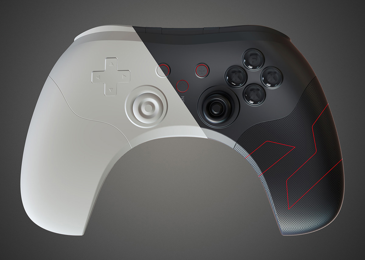 product design，industrial design，black and white，parts，Game handle，