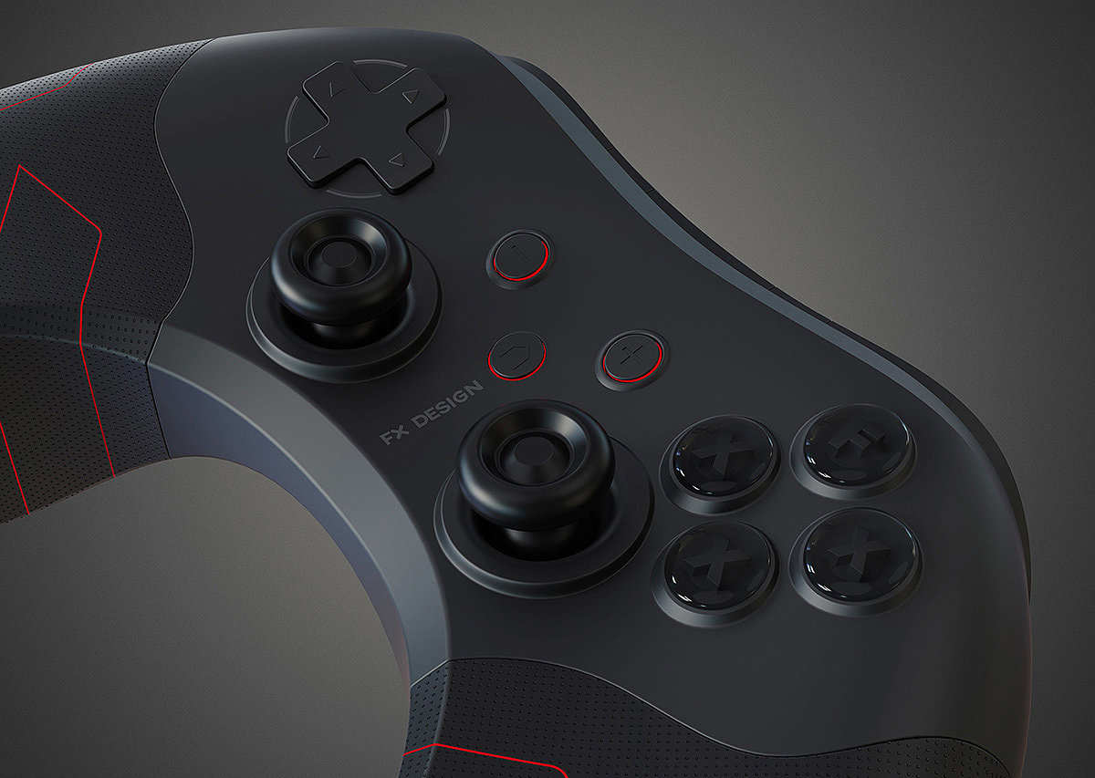 product design，industrial design，black and white，parts，Game handle，