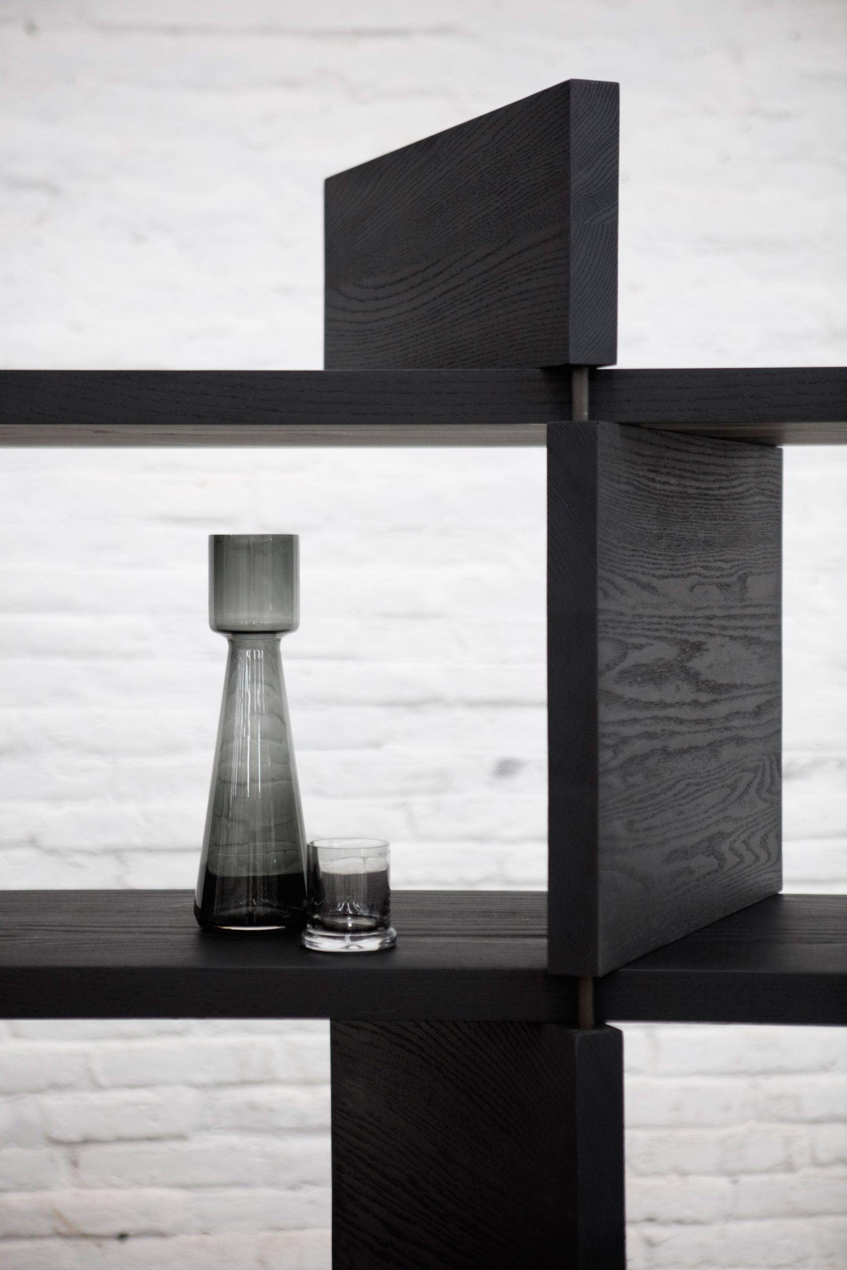 product design，industrial design，Red oak，black，table，chair，bookshelf，