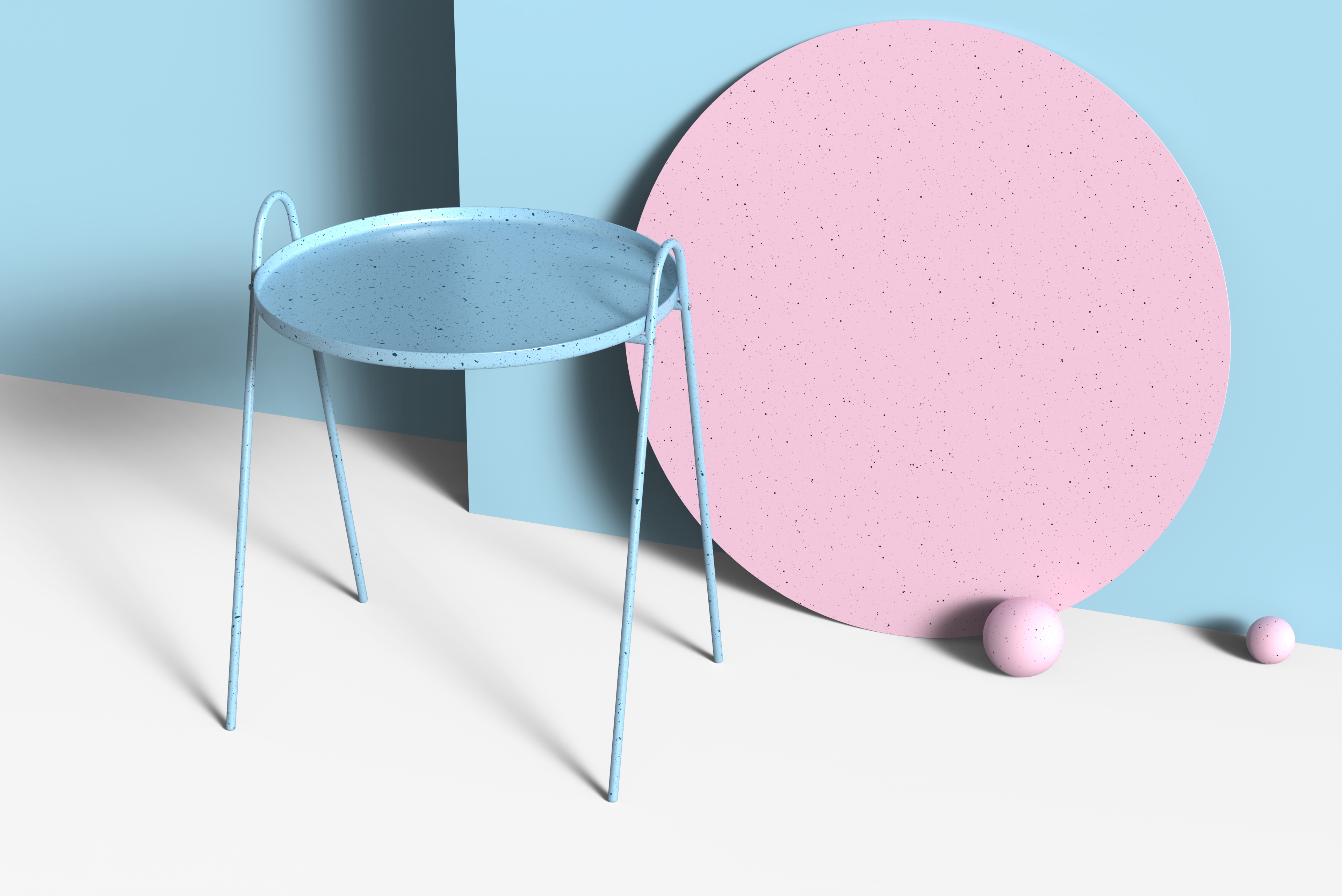 Macarone color system，round table，furniture，fresh，