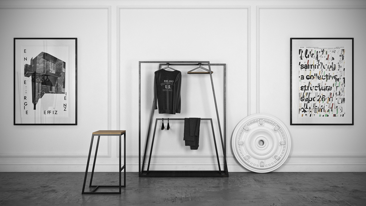product design，furniture，coat hanger，Horizontal - hanger，