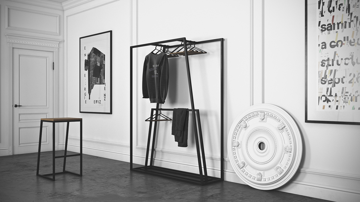product design，furniture，coat hanger，Horizontal - hanger，