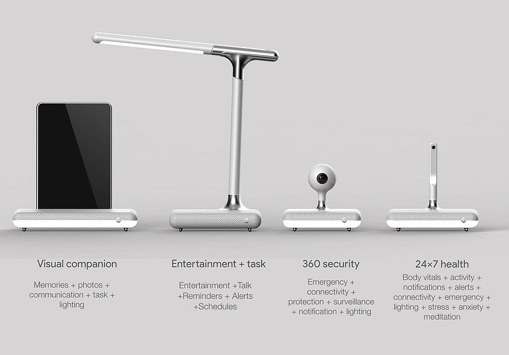 Products for the elderly，intelligence，Desk lamp，mobile phone，alarm clock，industrial design，product design，google，