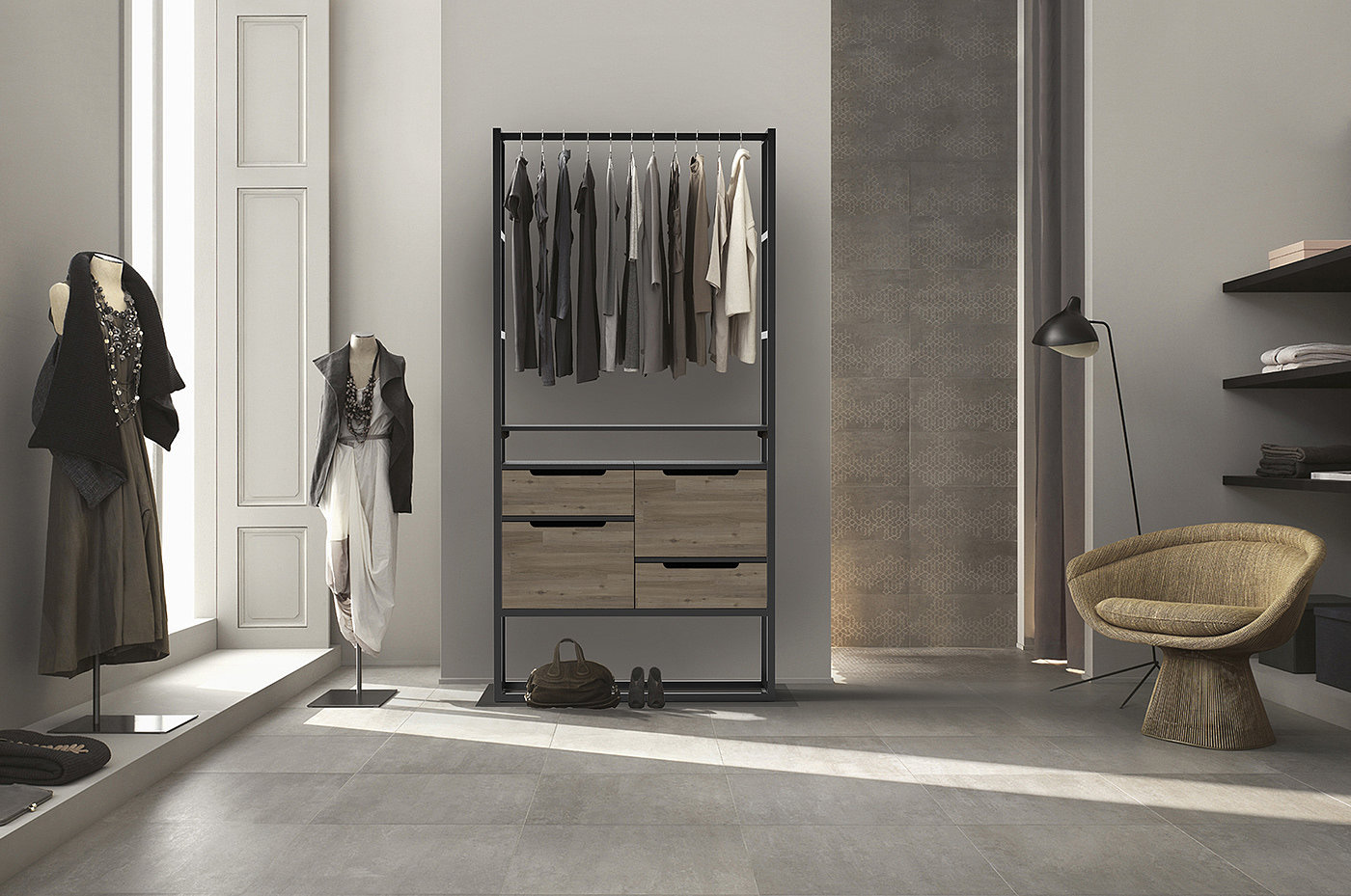 furniture，Receive，Add storage，Hogeun Jang，oak，coat hanger，container，drawer，