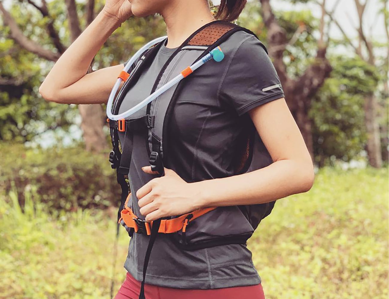 drinking water，Chameleon，water，knapsack，motion，outdoors，