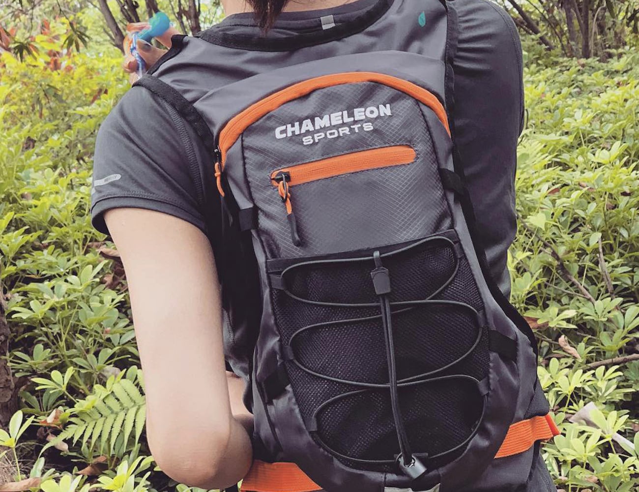 drinking water，Chameleon，water，knapsack，motion，outdoors，