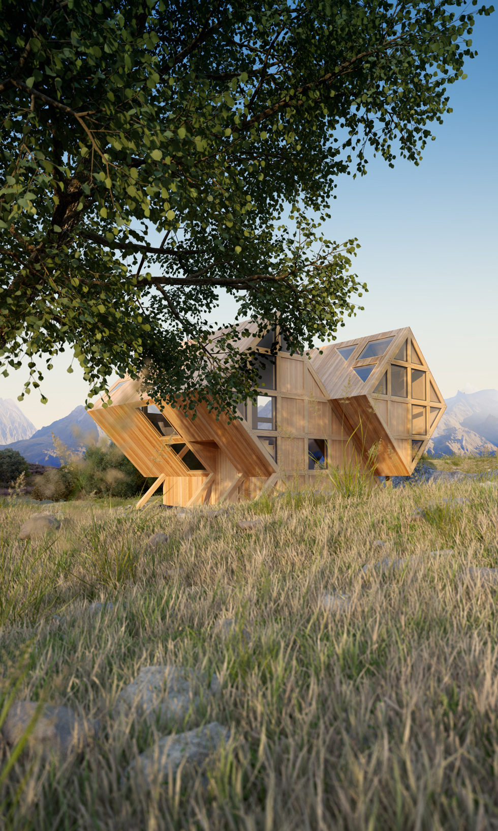 house，wooden ，mountain range，rural，