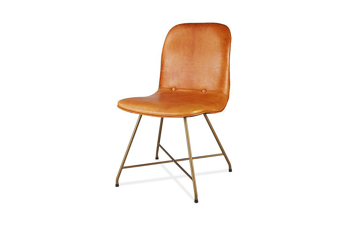 Dining chair，chair，Leatherwear，Metal，yellow，brown，black，industrial design，product design，