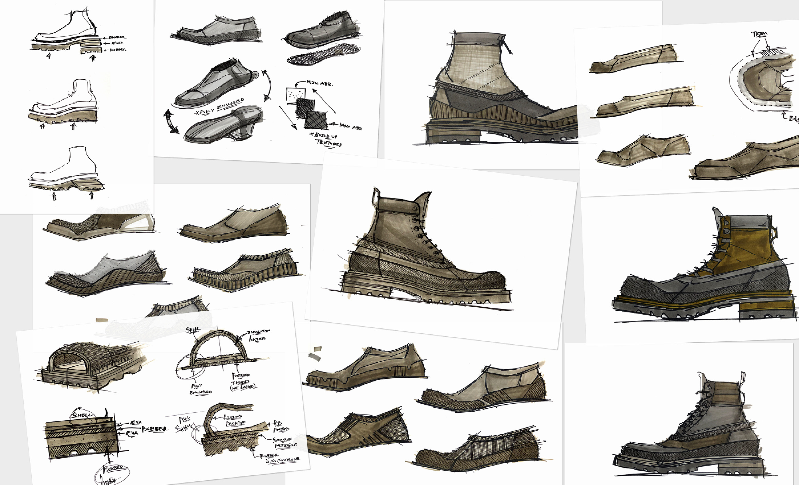 Leather boots，shoes，Martin boot design，Modular design，mould，