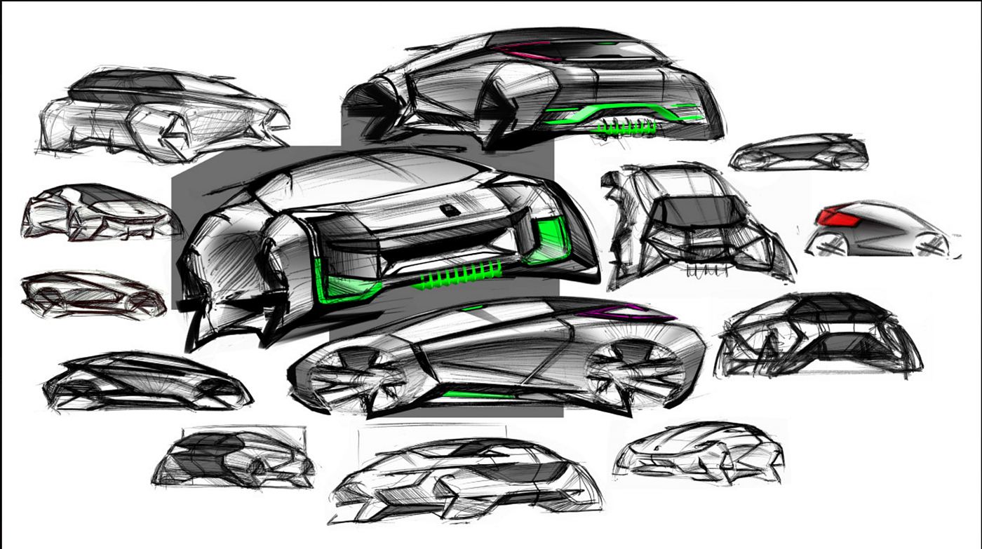 Digital plate，Hand drawn，automobile，