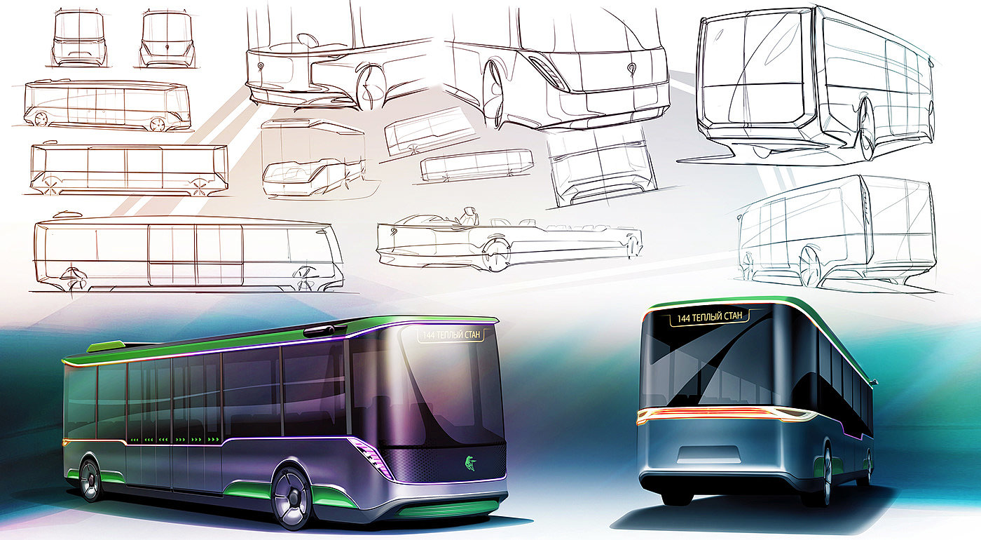 environment protection，draft，bus，Electric，Electric bus，kamaz，concept，traffic，