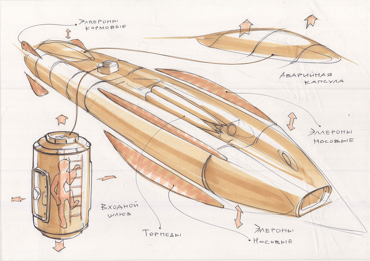 traffic，Underwater，sketch，submarine，concept，