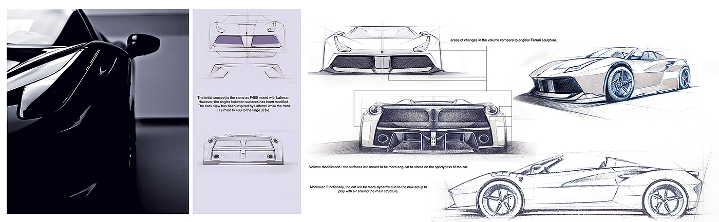 ferrari，Automobile design，sketch，