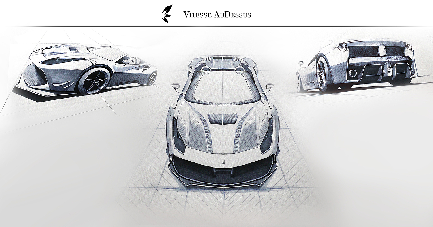 ferrari，Automobile design，sketch，