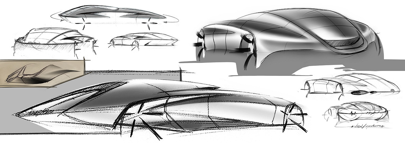 Benz，Maybach ，automobile，Luxury car，sketch，