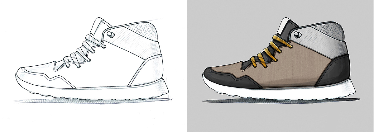 product design，sketch，Hand drawn，sneakers，