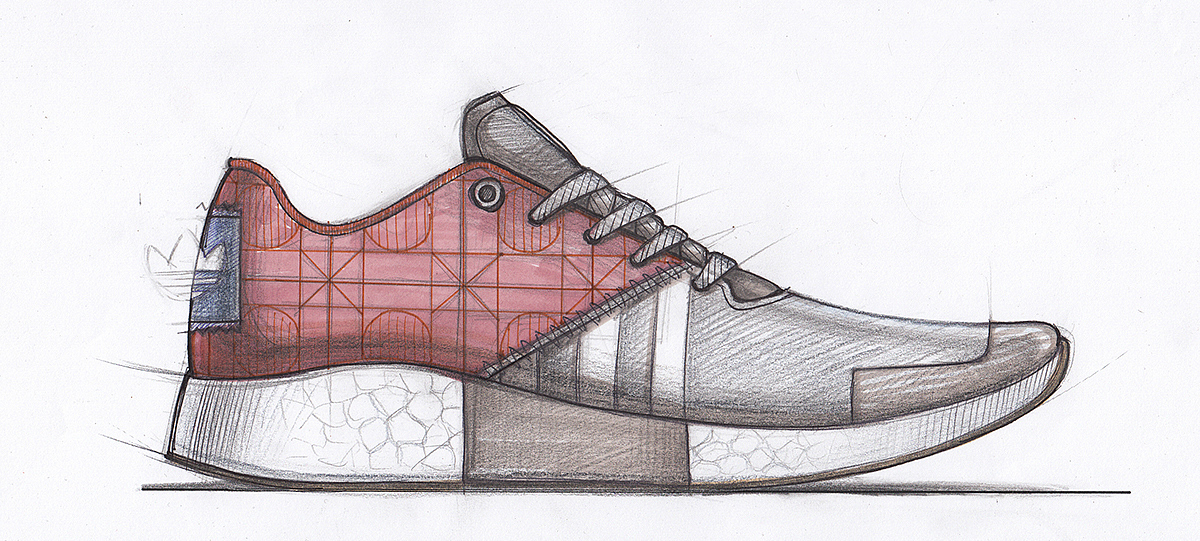 product design，sketch，Hand drawn，sneakers，