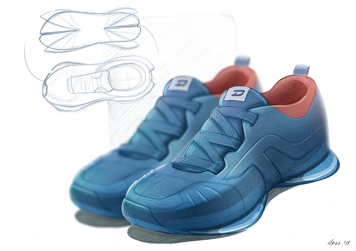 product design，sketch，Hand drawn，sneakers，